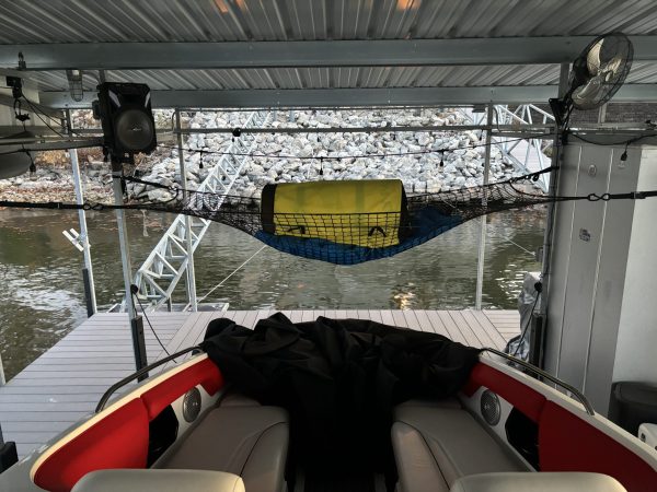 Installed Product DockNet - The Solution for Storage and Drying of Boating Accessories in a Dock Slip